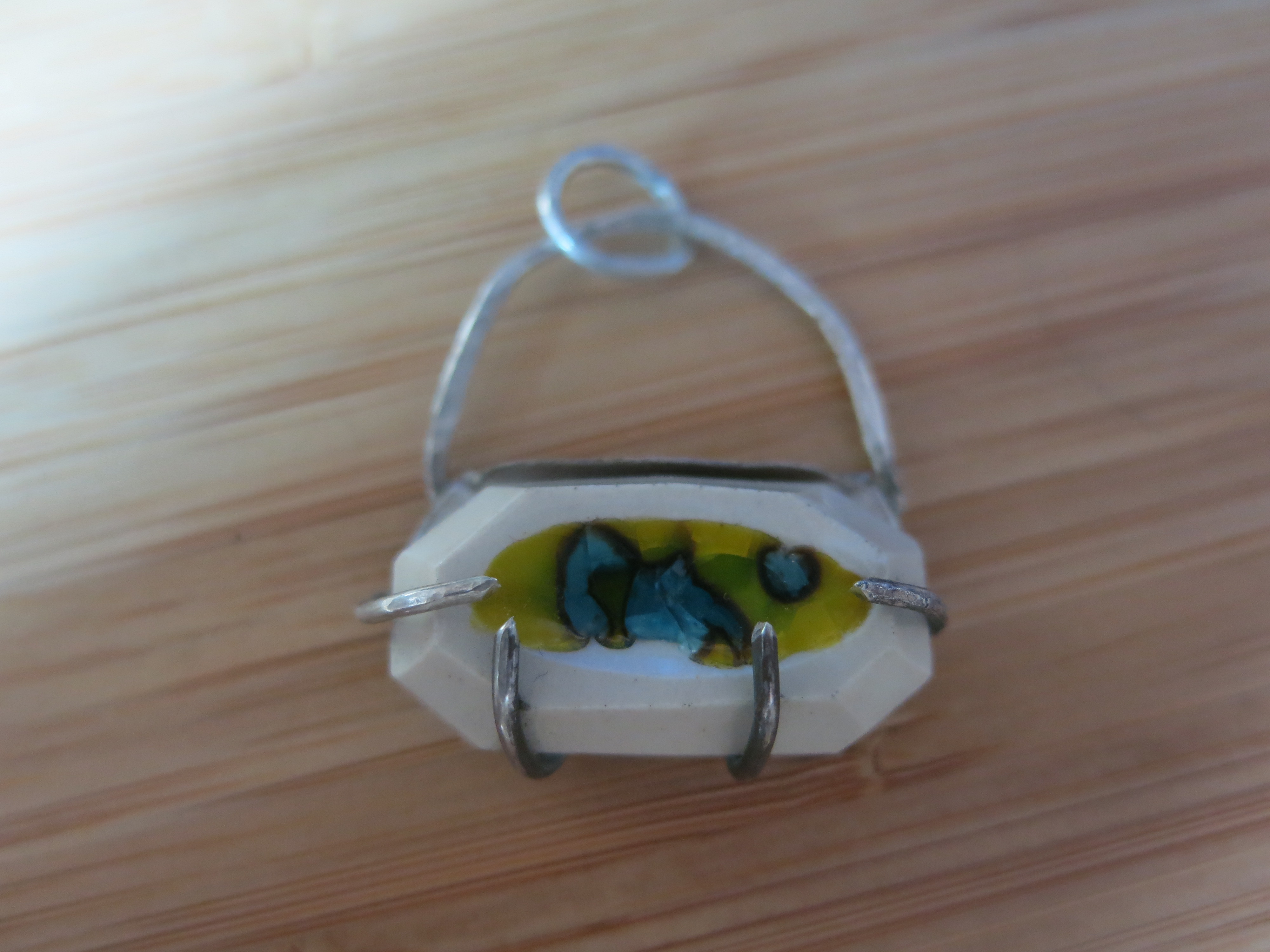 GAANA Octagonal Pendant ceramic glaze yellow turquoise 20.3*10.2mm