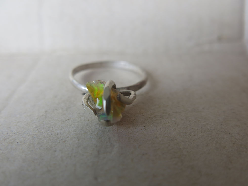 Thumbnail: GAANA Stack of 3 Rings size 19-20mm Ethiopian raw Opals Milk and Earth