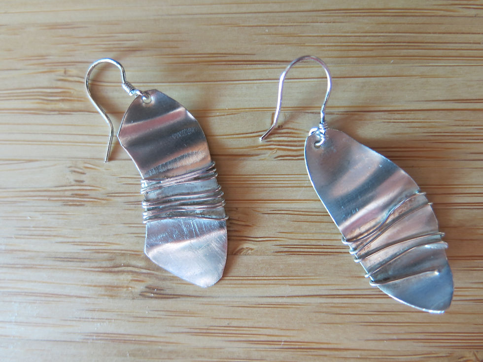 Thumbnail: GAANA Silver Earrings 35*12mm Ondulated long shape Elegant Lightweight Dangle