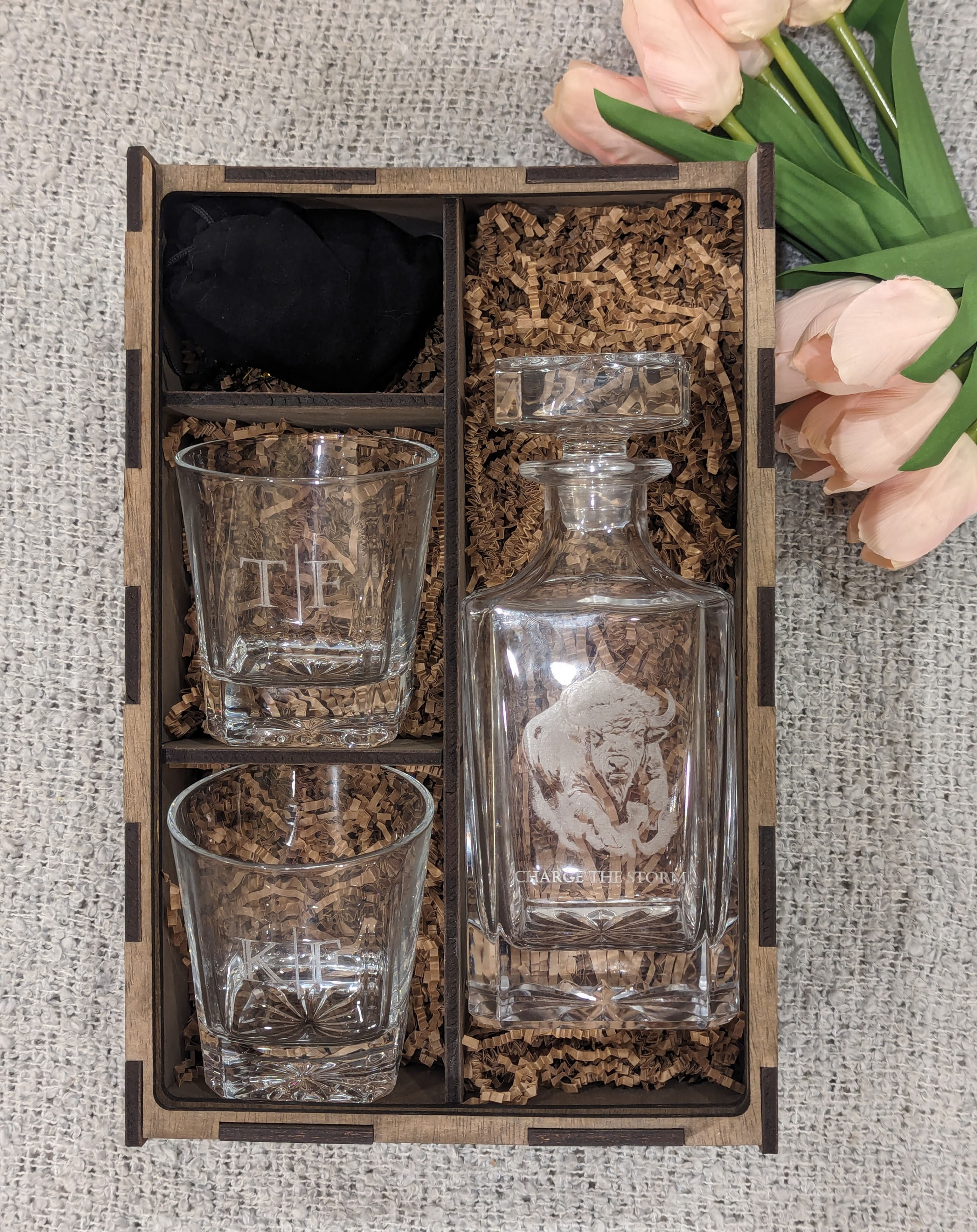 Decanter Box with Whiskey Stones, Decanter Set
