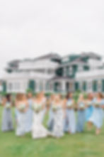 maine coastal wedding - blue bridesmaid dresses