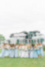 maine coastal wedding - blue bridesmaid dresses