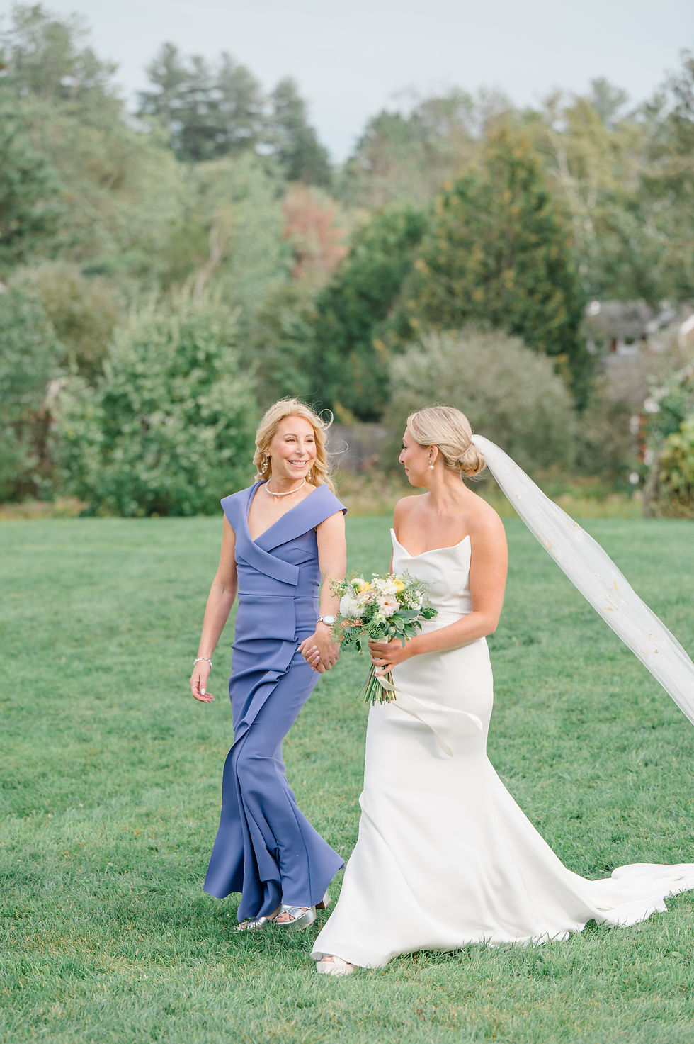 vermont wedding photography and videography mom walking down the aisle
