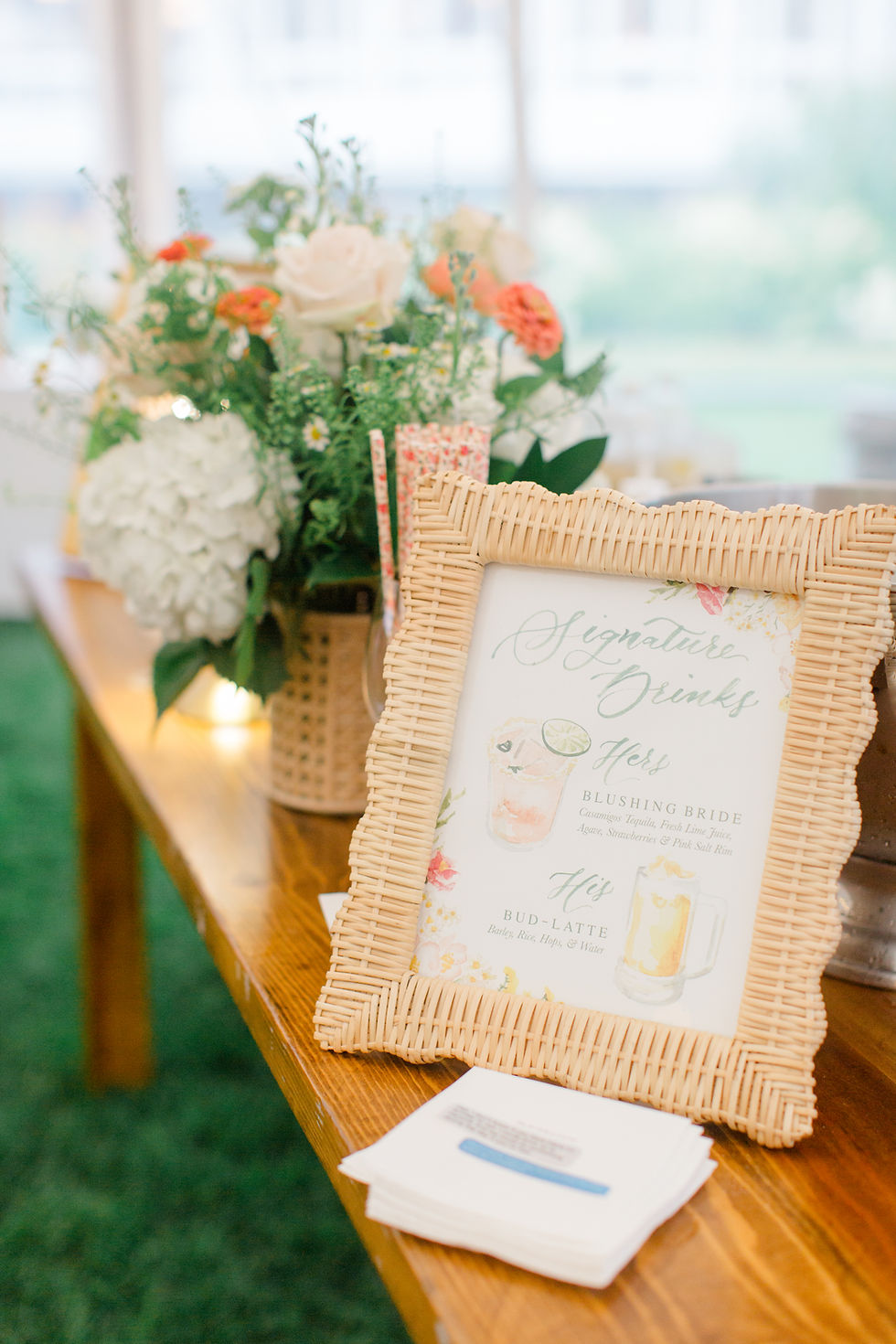 signature drink sign at vermont wedding design by new england wedding photographer and videographer