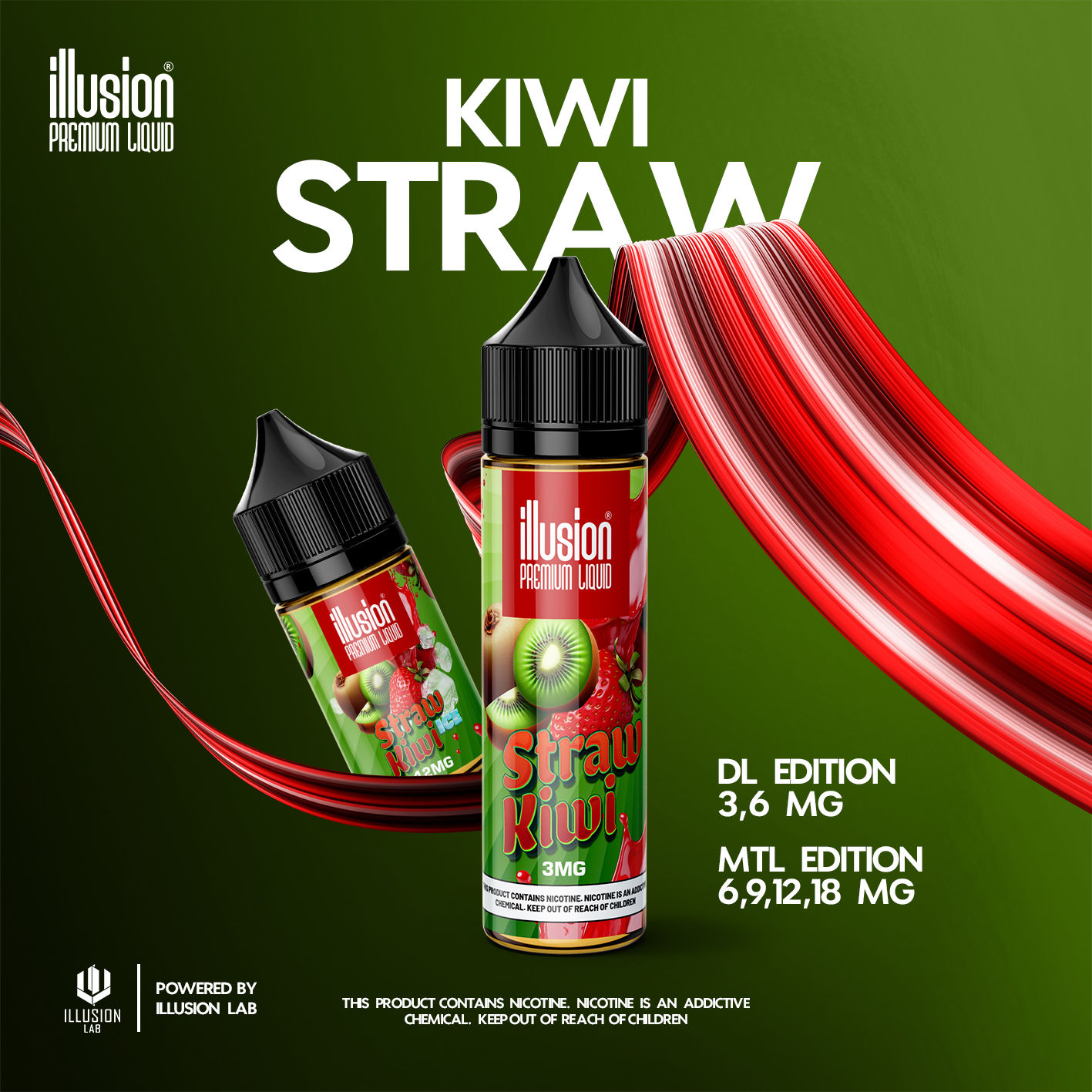 ILLUSION E-LIQ"STRAW KIWI"MTL