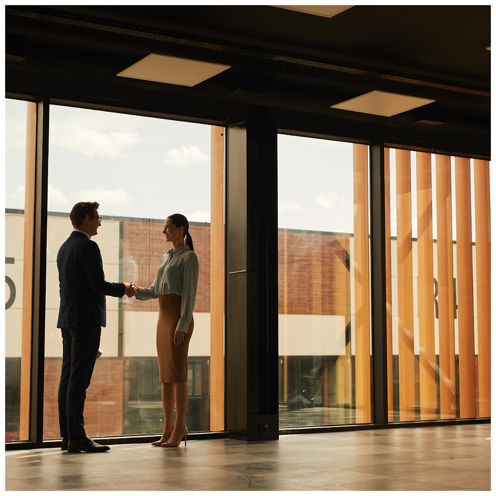 Workers shaking hands