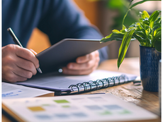 Person holding notebook