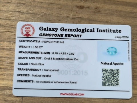 Miniatura: Apatite paraïba (Neon blue)