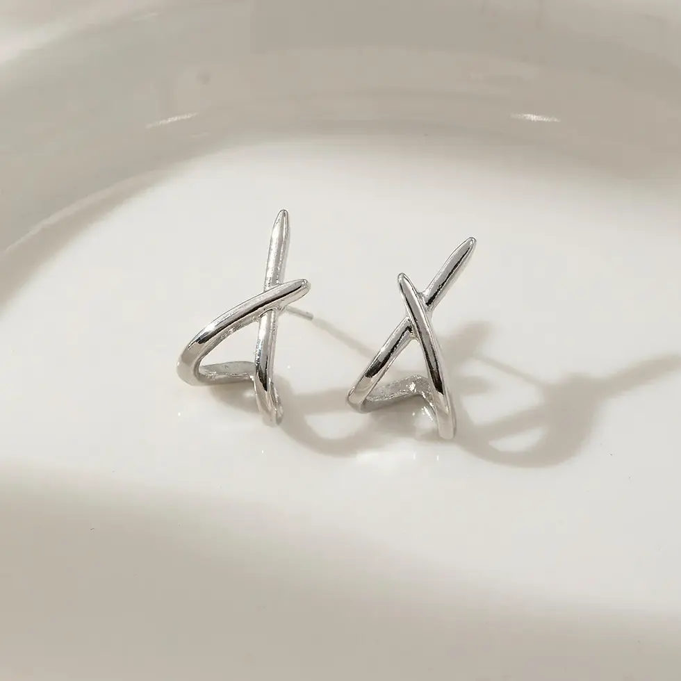 Thumbnail: LATS Trendy Gold Color Cross Stud Earrings for Women Dainty Simple Minimalist Ea