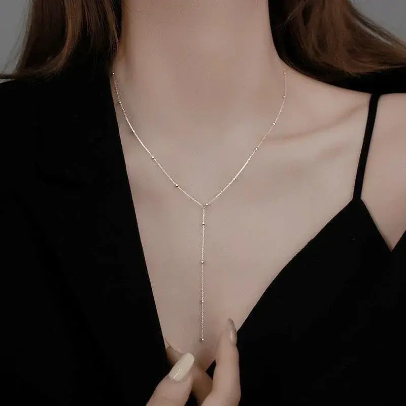Thumbnail: Women's Long Gold Layered Necklace