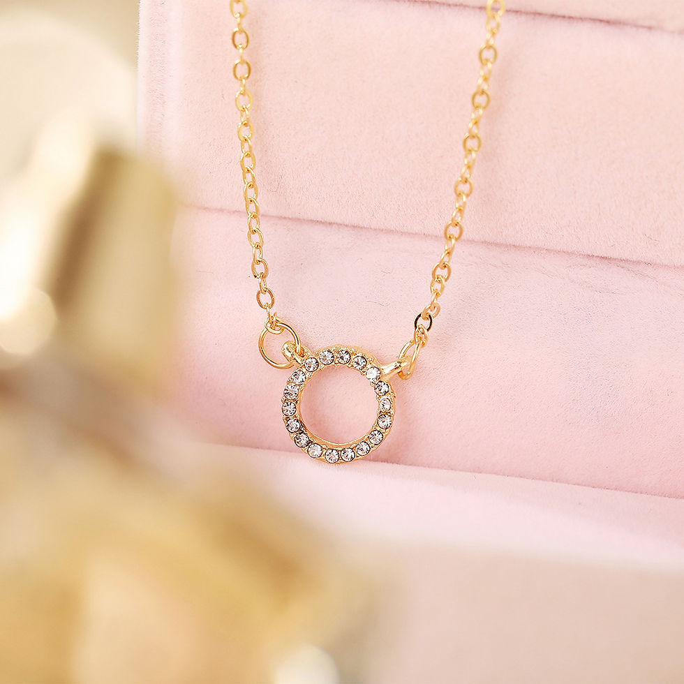 Thumbnail: Minimalist Crystal Circle Necklace – Elegant Gold Pendant for Women