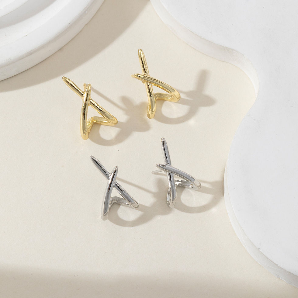 Thumbnail: LATS Trendy Gold Color Cross Stud Earrings for Women Dainty Simple Minimalist Ea