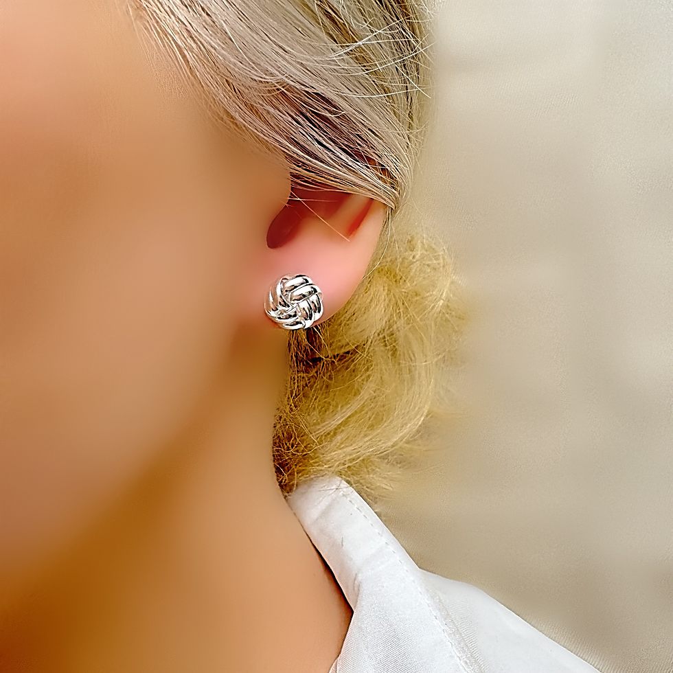 Thumbnail: Sterling Silver Love Knot 10 mm Weave Stud Infinity Earrings