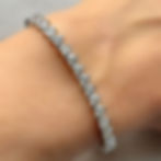 Thumbnail: Genuine White Topaz Heart Shaped Tennis Silver Bracelet