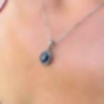 Thumbnail: Genuine Sapphire Lady Diana Style Silver Pendant Necklace