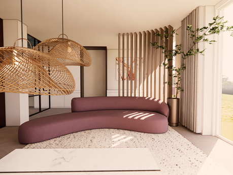 Luxe woonkamer met halfronde bank