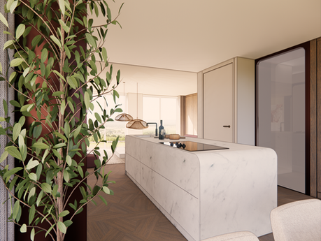Moderne keuken met rond kookeiland