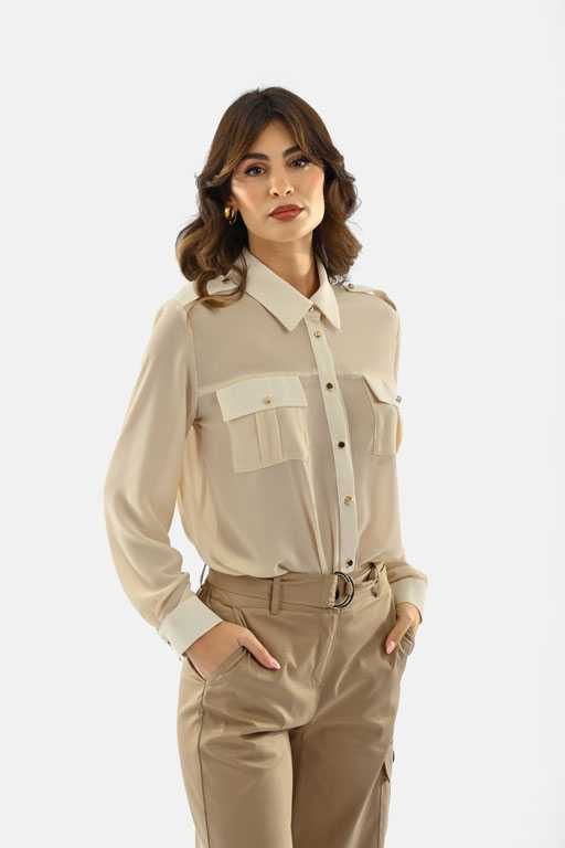 Giorgia & Johns Sheer Panel Shirt Blouse