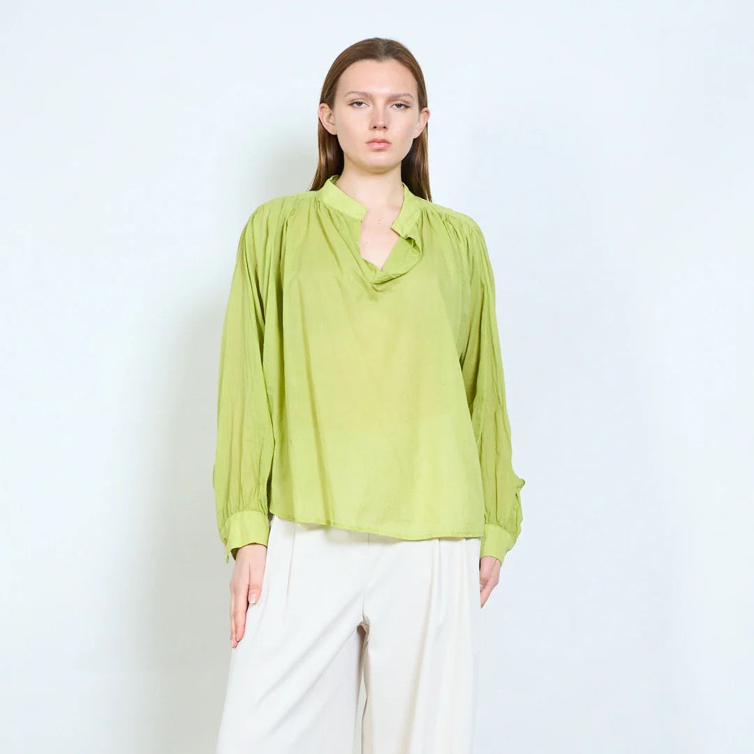 Silk Blend Gathered Blouse