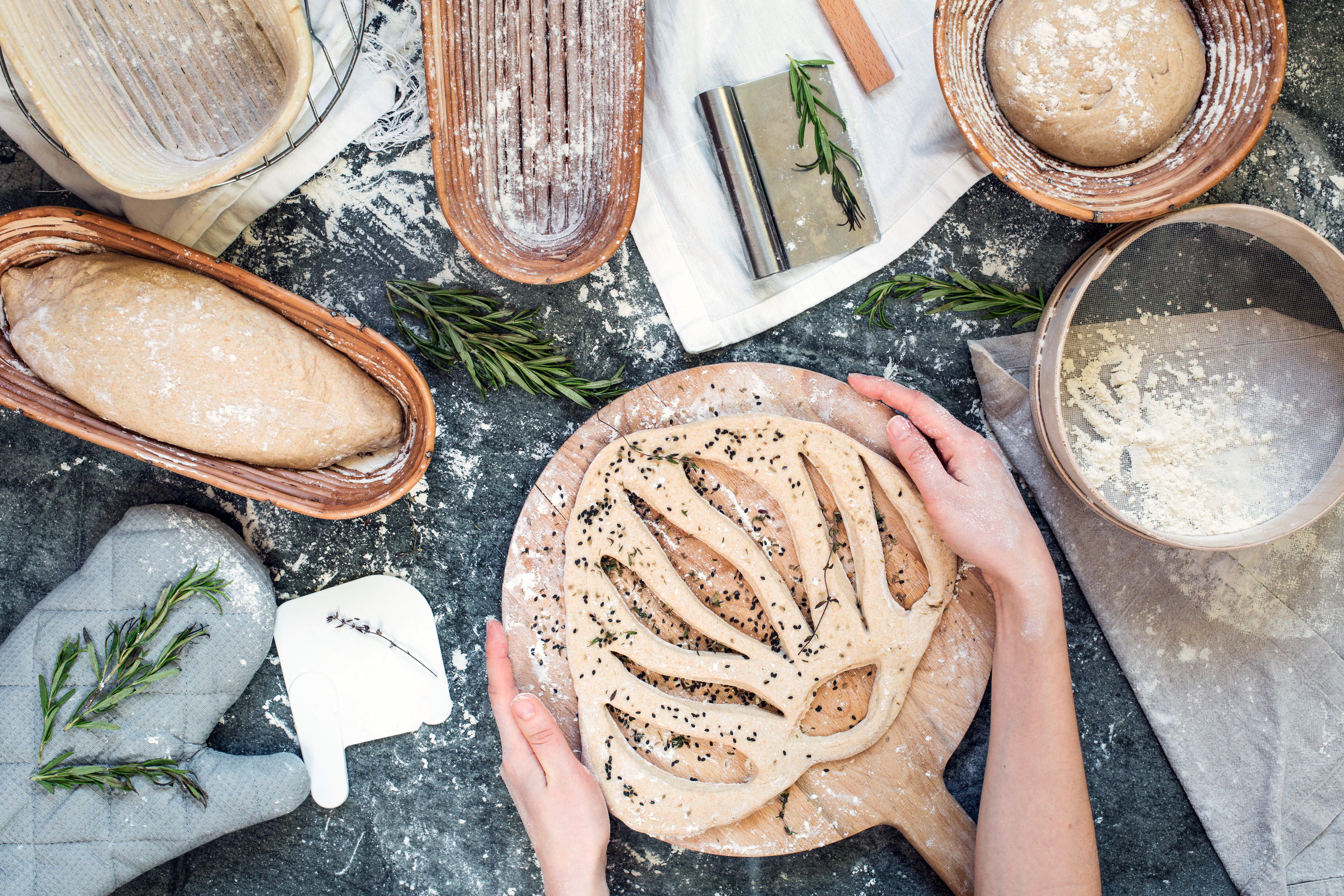 Bread making fougasse