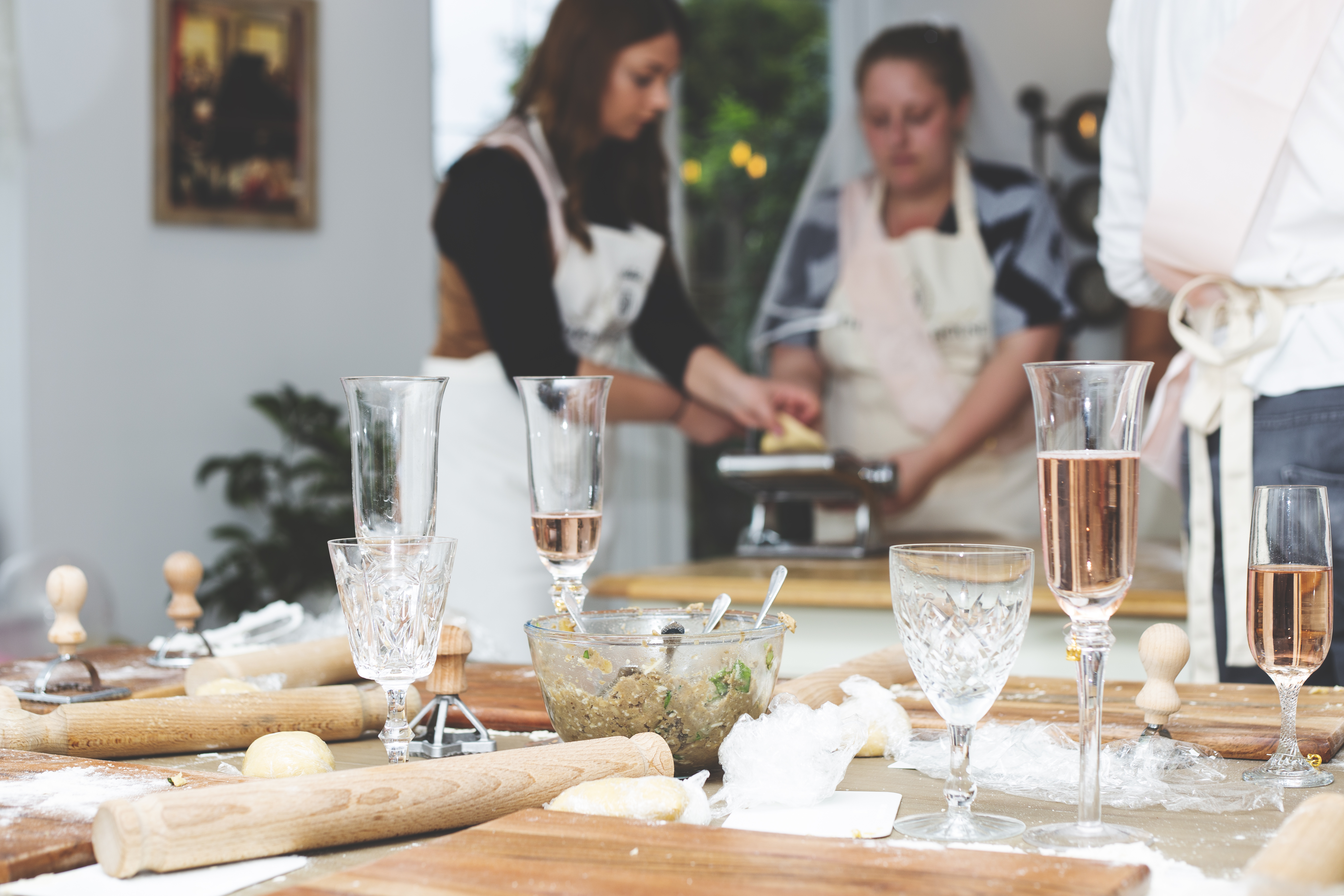 Bride makes ravioli