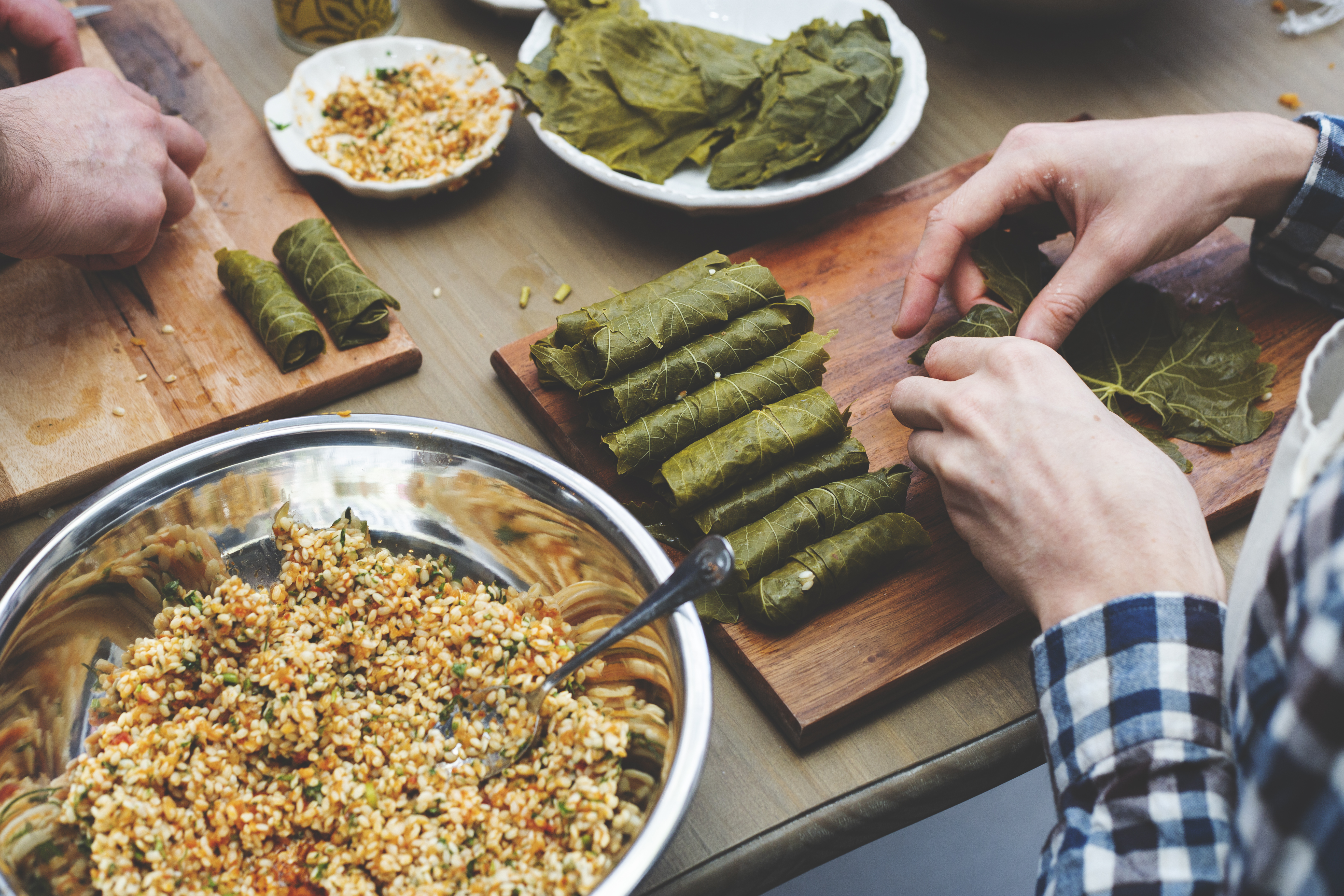 Meze making-dolmades