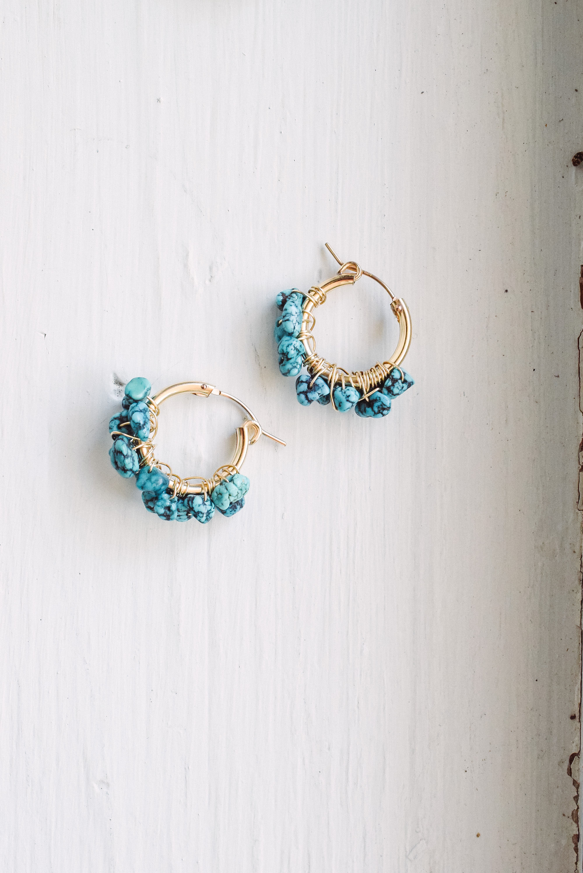 Mini Blue Turquoise Hoops