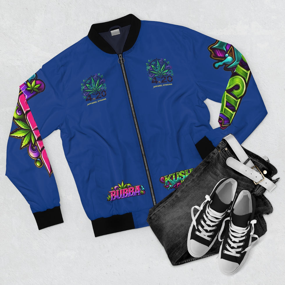 Thumbnail: 4.20 Apparel Strains Bubba Kush Royal Blue Men's Bomber Jacket