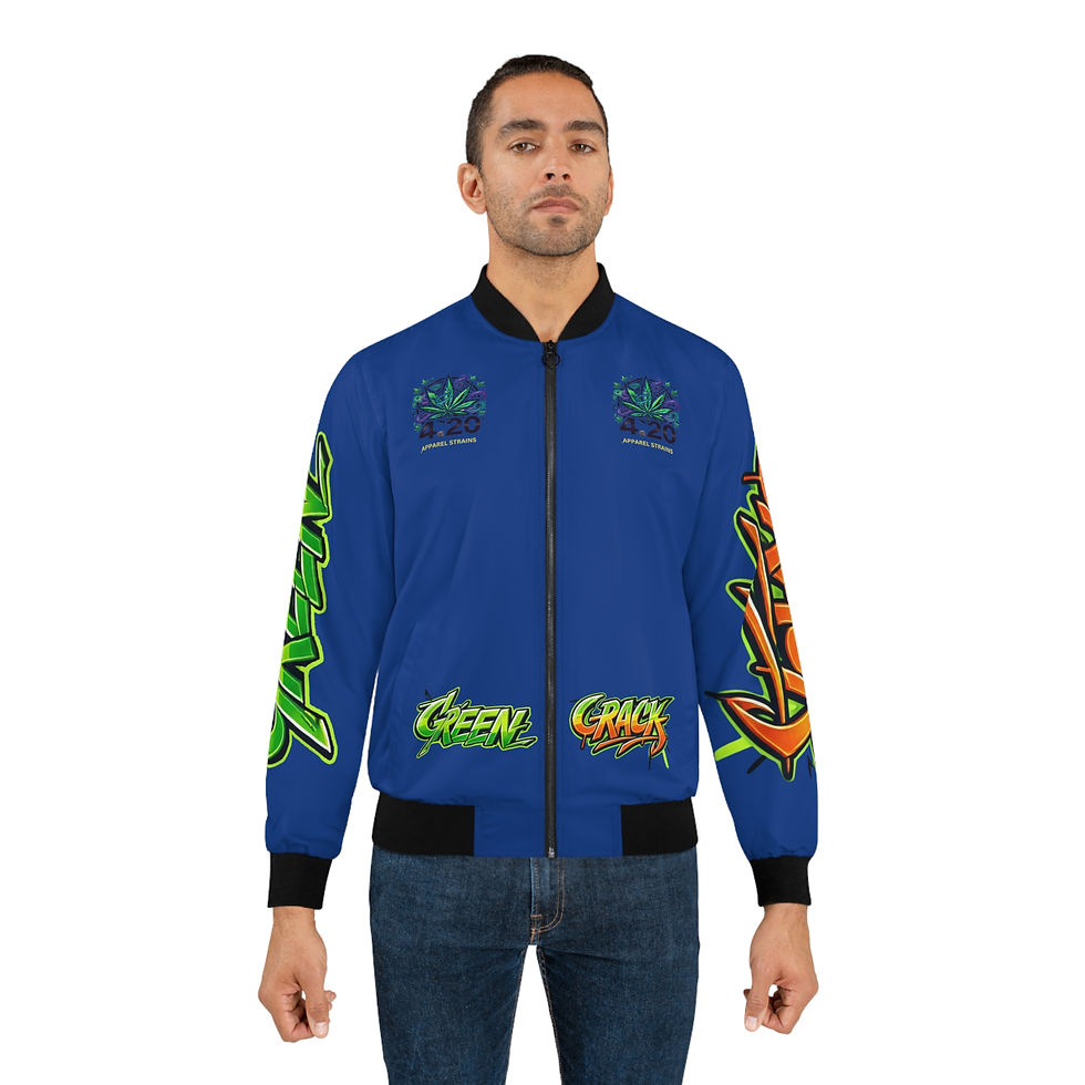 Thumbnail: 4.20 Apparel Strains Green Crack Royal Blue Men's Bomber Jacket