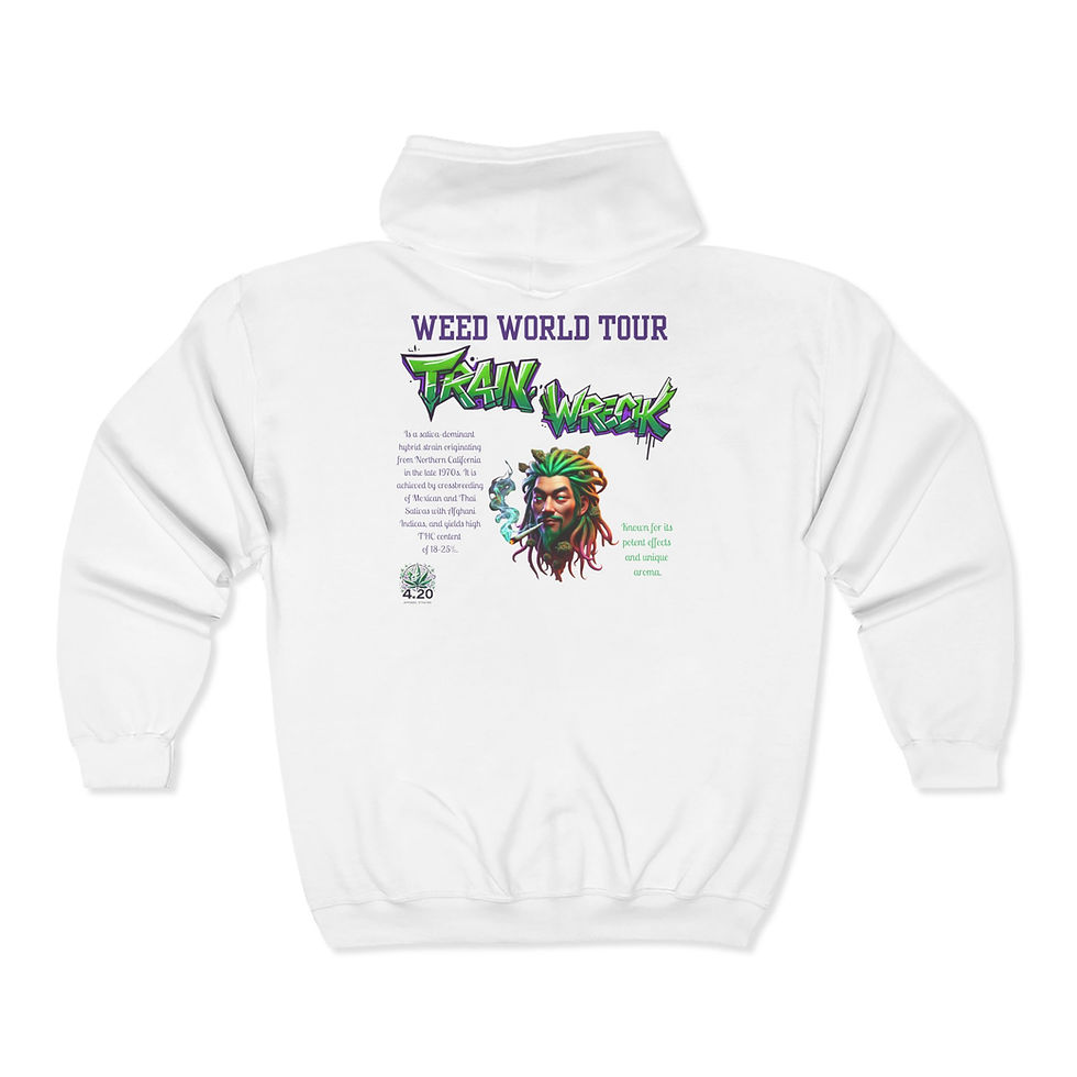 Thumbnail: 4.20 Apparel Strains Train Wreck Design Full Zip Hooded Sweatshirt