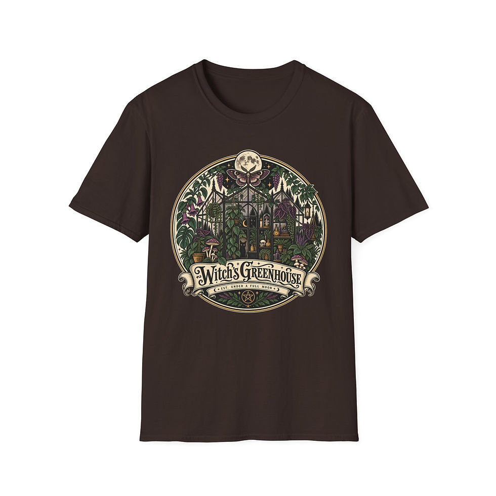 Thumbnail: Witch’s Greenhouse T-Shirt — Moonlit Botanical Gothic Tee