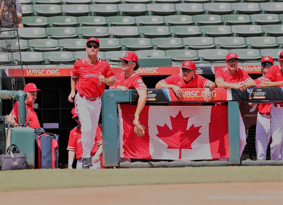 Team Canada 18U in the dugout.