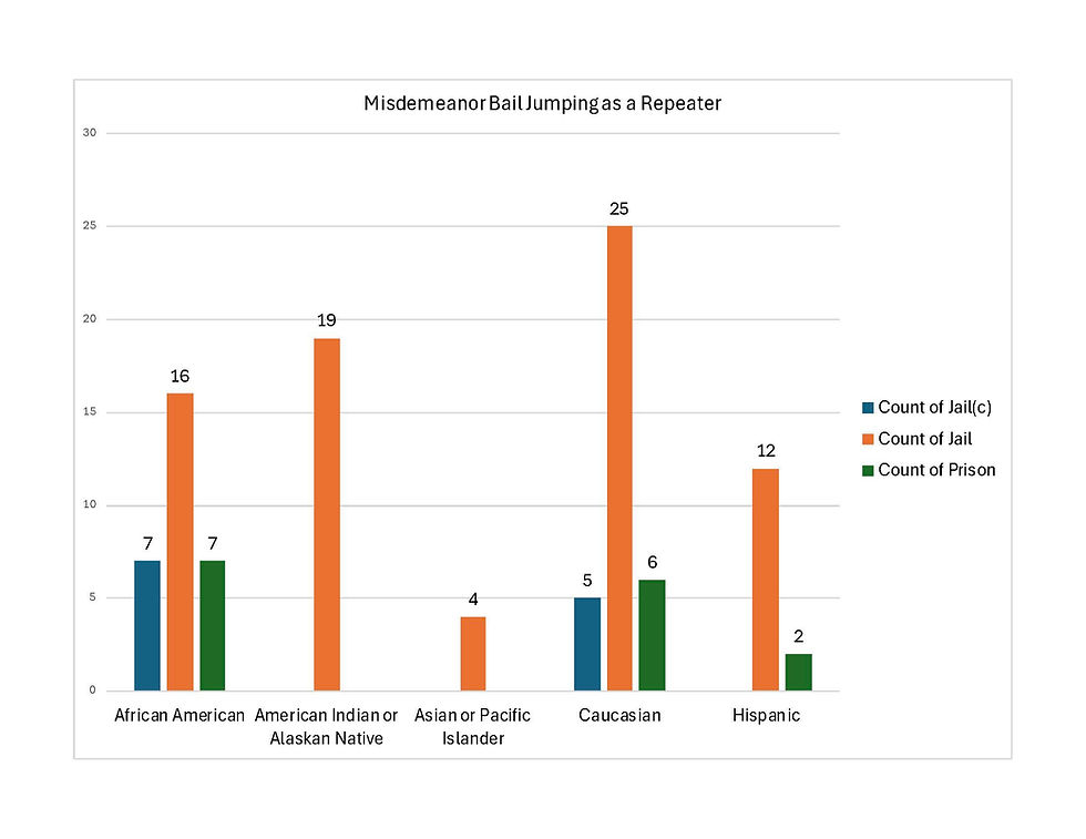 Misdemeanor bail jumping sentencing trends in number of samples by race