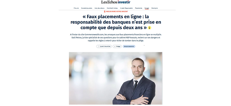 Les Echos Investir, Stoil Petrov, NSP Avocats, Escroqueries, Prévention, Interview, Mieux