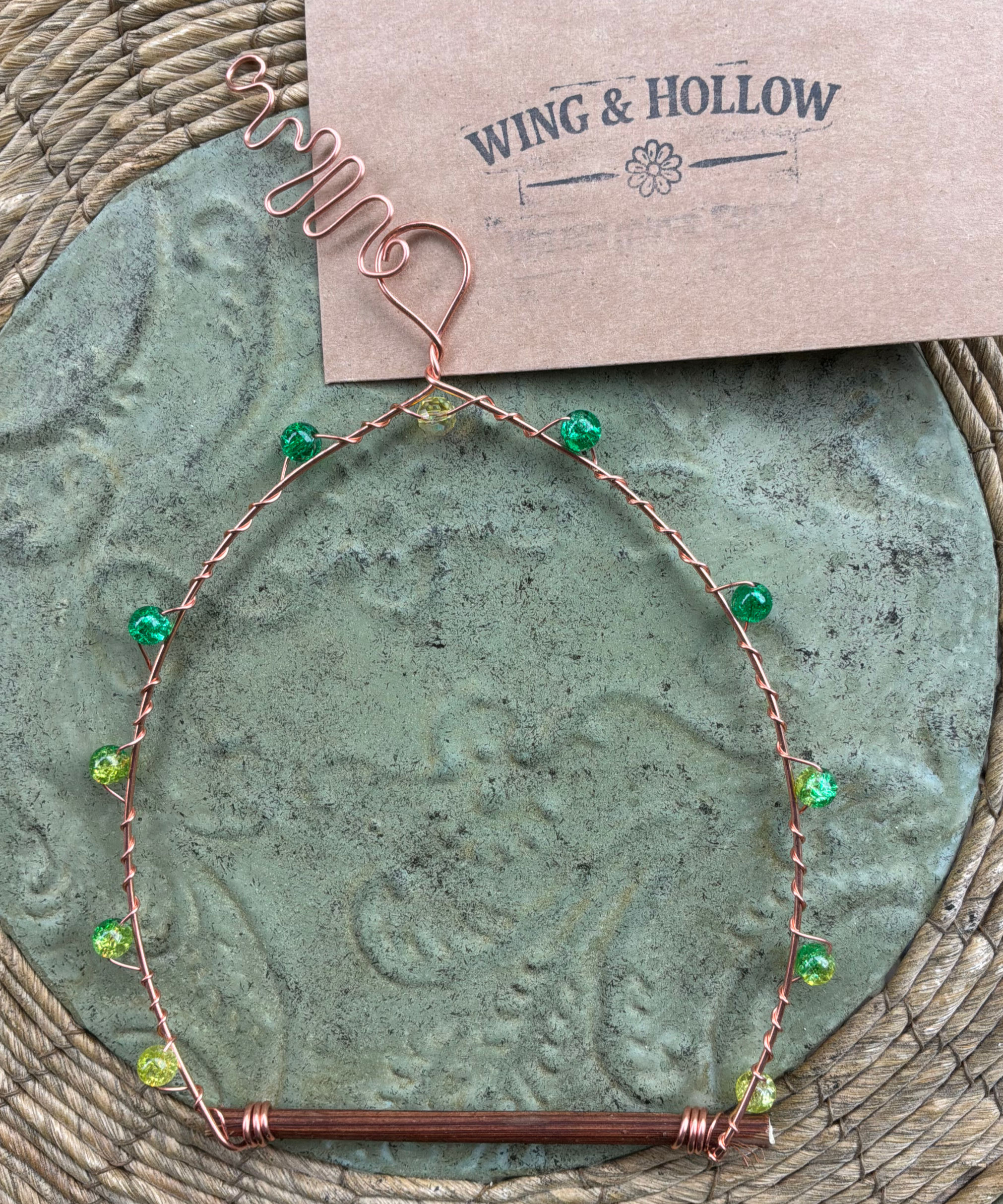 "Heartwood" - Handmade Copper Wrapped Hummingbird Swing