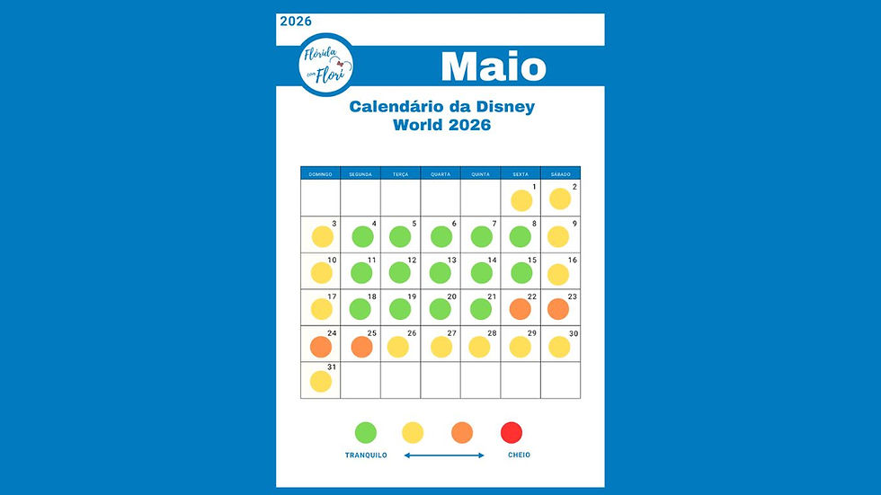 Calendário de lotação Disney em Maio