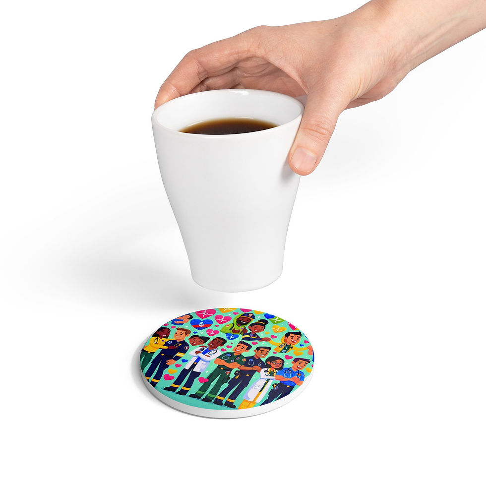Thumbnail: Colorful Healthcare Heroes Ceramic Coaster | Gift for Nurses, Doctors