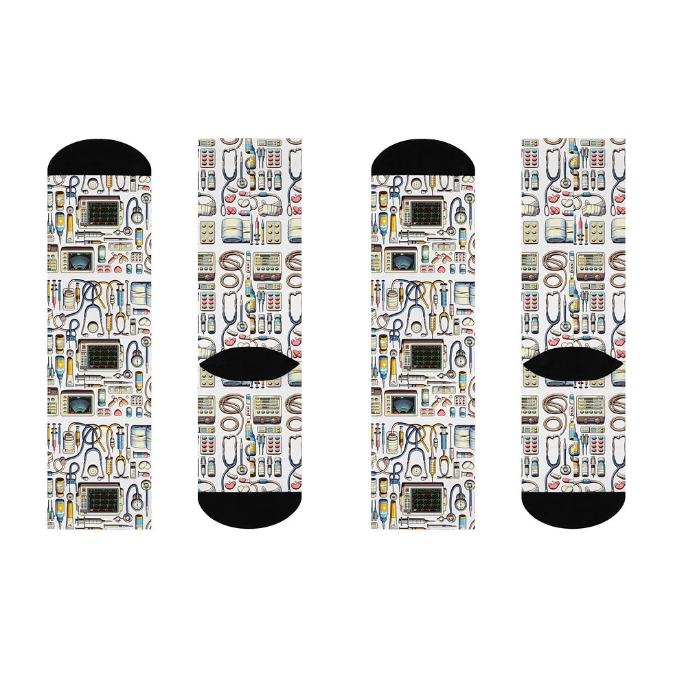 Thumbnail: Cushioned Crew Socks with Medical Tools Design, Medical Gifts for Healthcare 