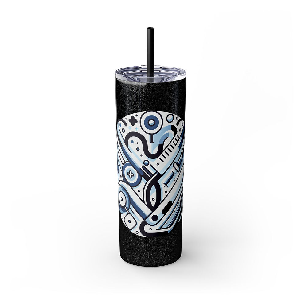 Thumbnail: Artistic Blue Pattern 20oz Skinny Tumbler with Straw - Stylish Drinkware
