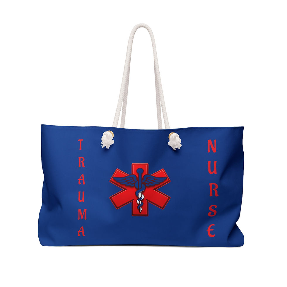 Blue Trauma Nurse Weekender Bag, Nurse Travel Tote, Stethoscope Bag