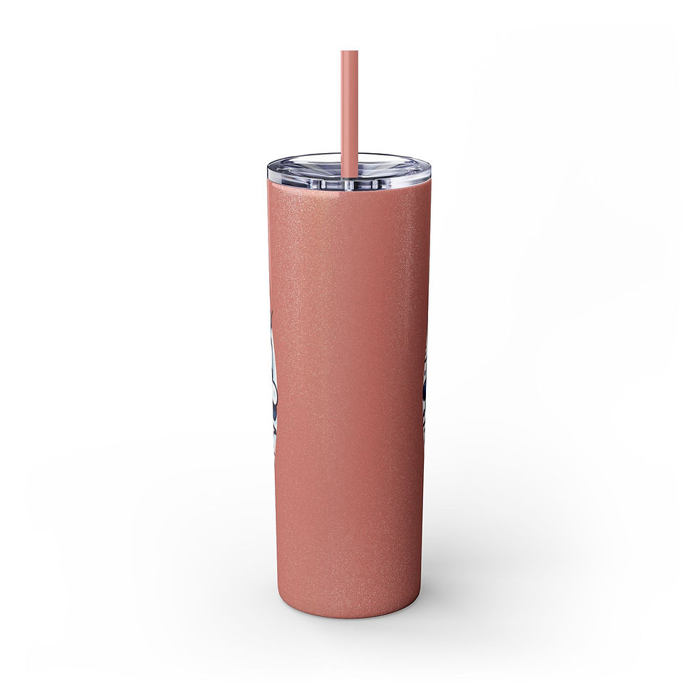 Thumbnail: Artistic Blue Pattern 20oz Skinny Tumbler with Straw - Stylish Drinkware