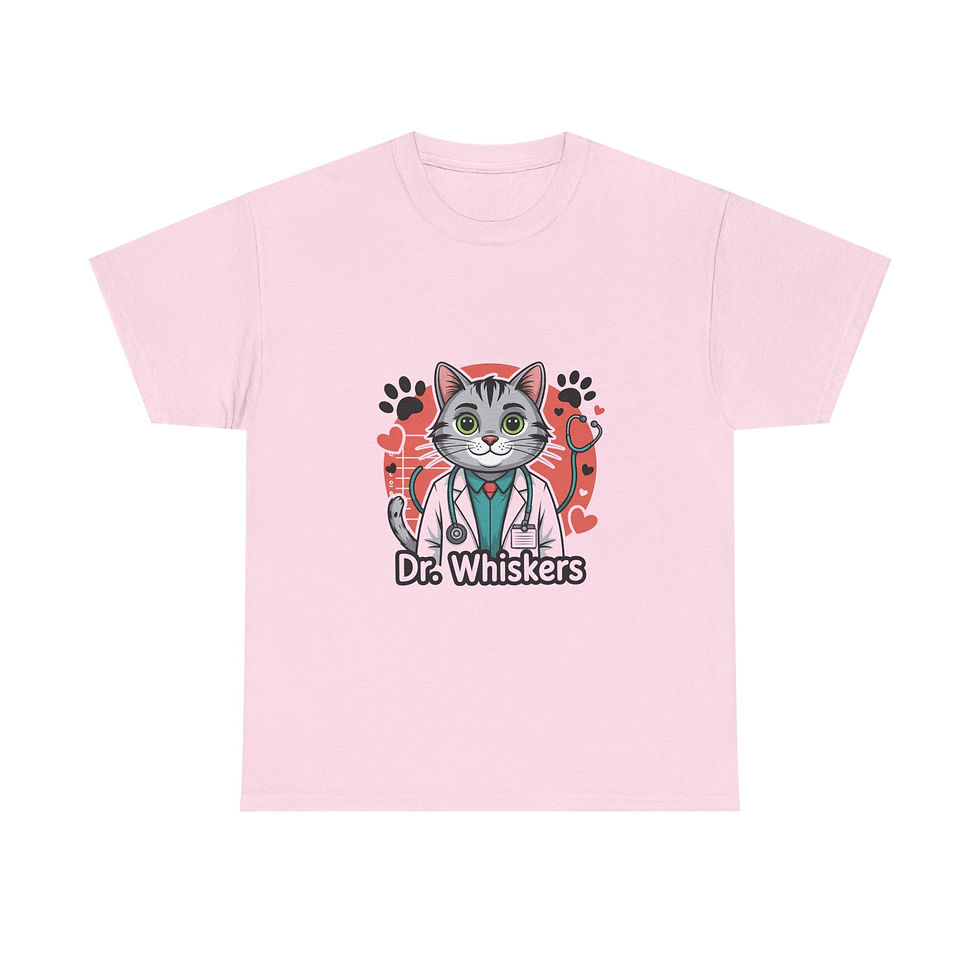 Thumbnail: Dr. Whiskers Cat Tee - Funny Pet, Veterinary Humor, Unisex Heavy Cotton Tee
