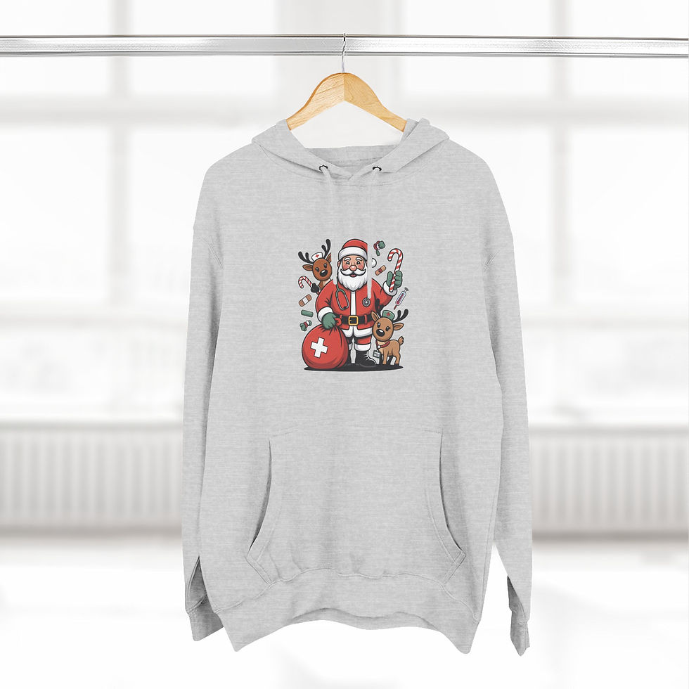 Thumbnail: Christmas Santa & Reindeer Hoodie — Festive Holiday Fleece Pullover