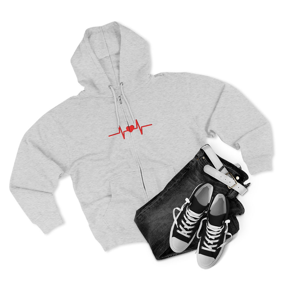 Thumbnail: Emergency Medical Zip Hoodie — Heartbeat ECG & Emergency Medic Logo