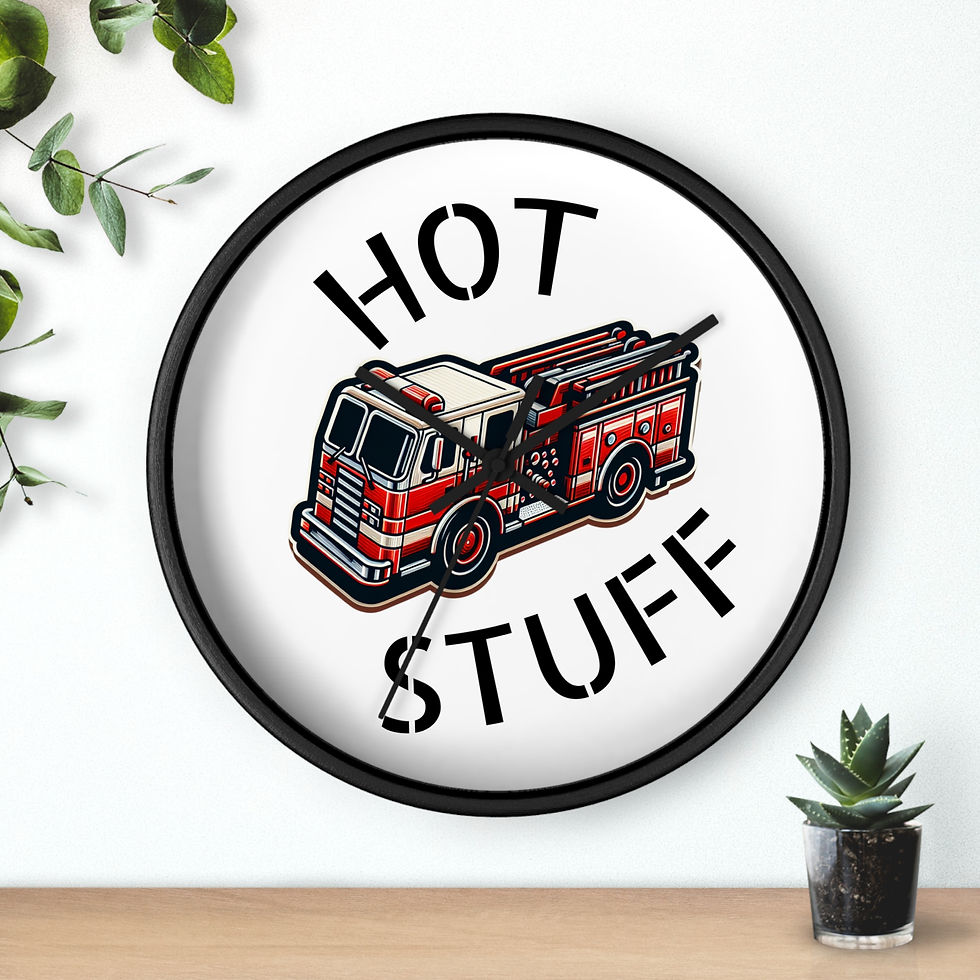 Thumbnail: Firefighter Wall Clock - Hot Stuff Decor for Kids or Fire Station, Fun Home