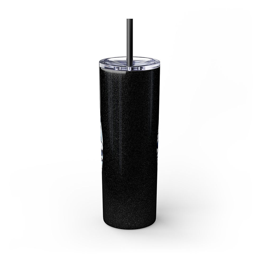 Thumbnail: Artistic Blue Pattern 20oz Skinny Tumbler with Straw - Stylish Drinkware