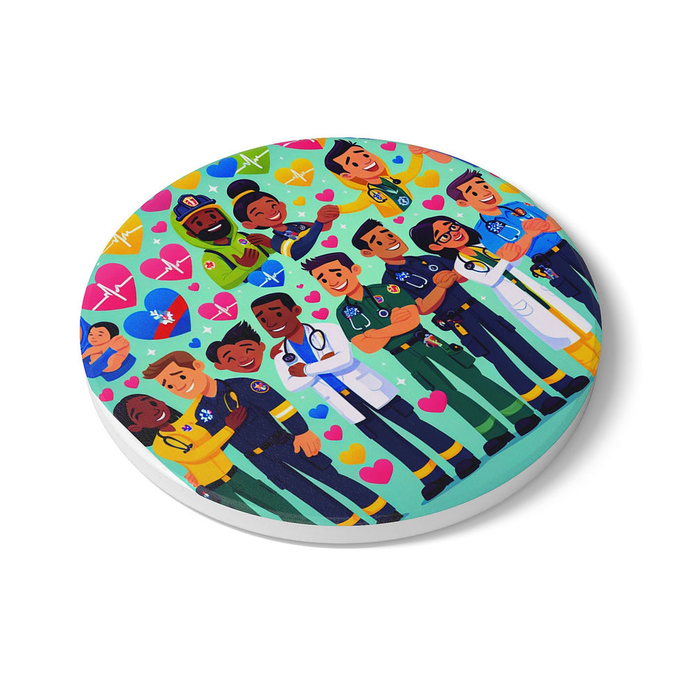 Thumbnail: Colorful Healthcare Heroes Ceramic Coaster | Gift for Nurses, Doctors