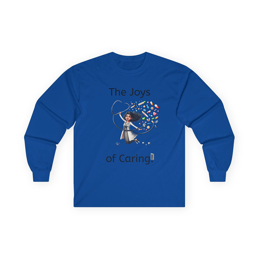 Thumbnail: Unisex Long Sleeve Tee - 'The Joys of Caring' - Fun & Inspirational Apparel