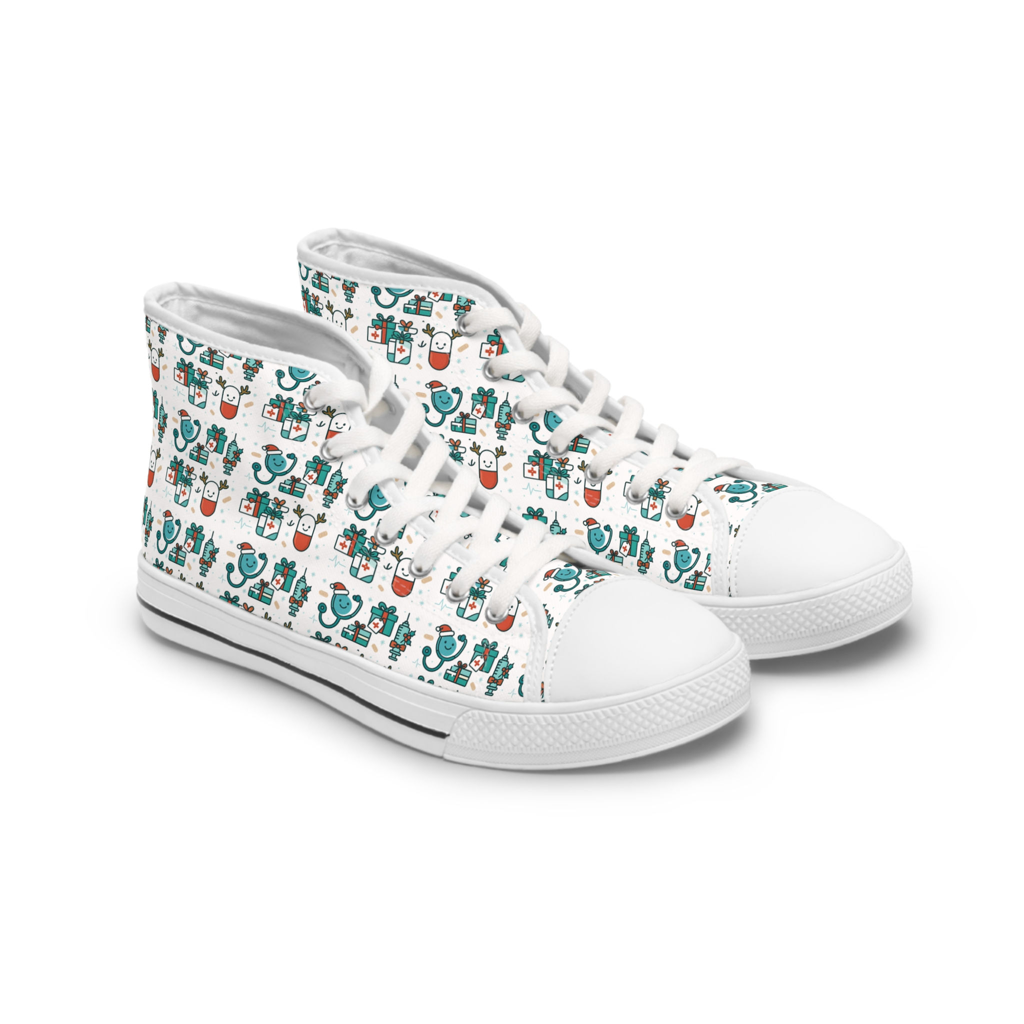 Women's High Top Sneakers — Holiday Pattern Canvas Shoes