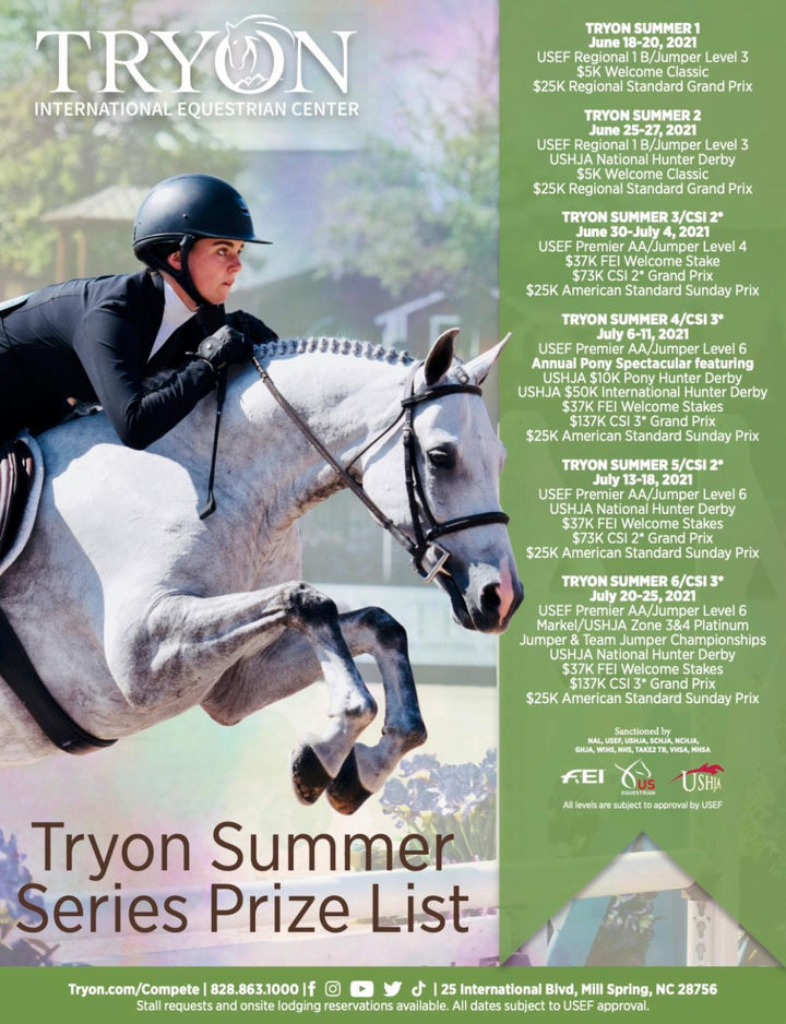 Tryon Summer Series Prize List & Fall Series Preview